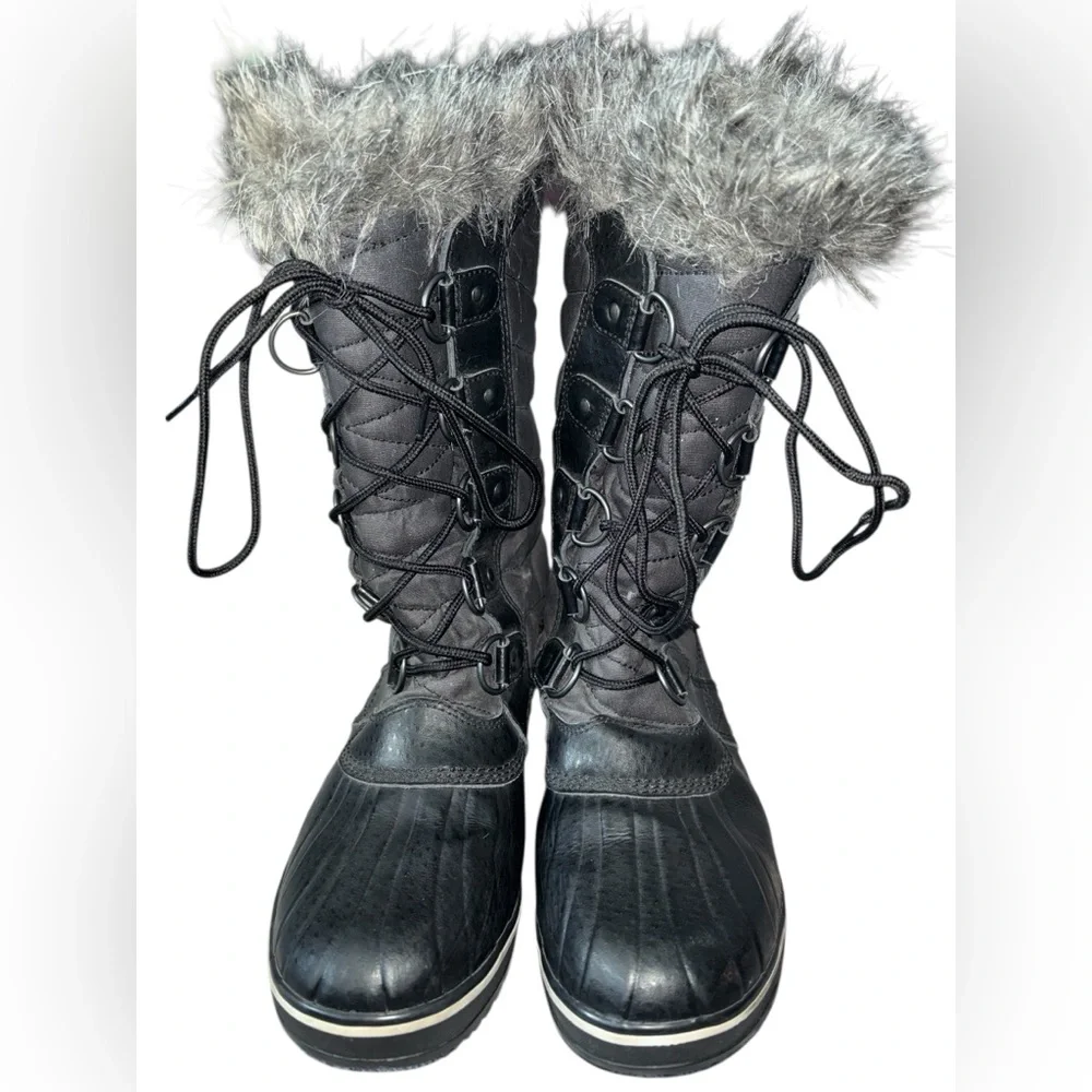 Sorel Tofino II Faux Fur Lined Waterproof Winter Boots Women 10 Black/gray